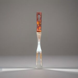Vintage Stanhome Stainless 2-Prong Meat Serving Fork Red Swirl Bakelite Handle